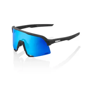 100 Percent S3 Matte Black HiPer Blue Sunglasses