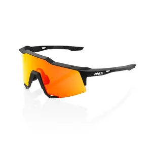 100% Eyewear SPEEDCRAFT Soft Tact Black Sunglasses | HiPer Red Mirror